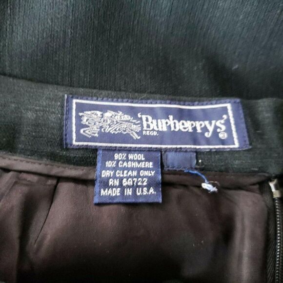 Vintage 80s Burberrys Womens Black Wool Cashmere Jacket Skirt Suit Set Size 10 - Picture 7 of 12